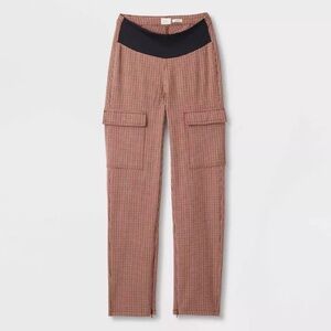A New Day Women's Adaptive Seated Fit Pants, Brown Plaid - NWT